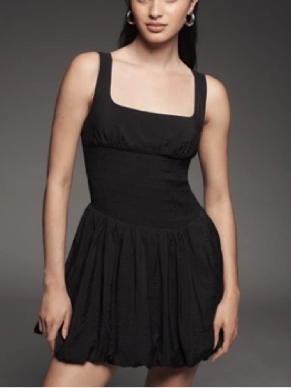 ANTHROPOLOGIE SQUARE-NECK SMOCKED MINI BUBBLE DRESS